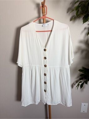 ASOS Design White Button Down Mini Dress Tunic Top Women’s Size 4